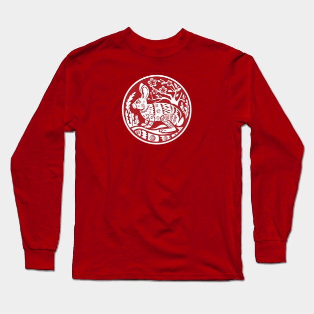 Chinese Zodiac - Rabbit Long Sleeve T-Shirt by Peppermint Narwhal